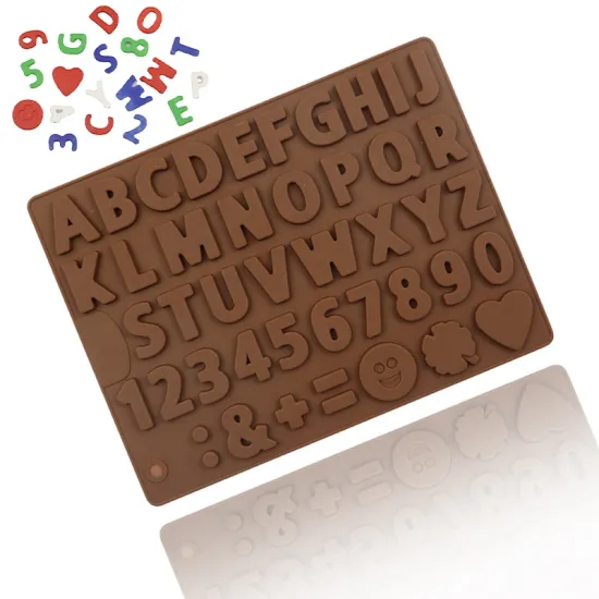 1086 Factory Sample Letter & Number Shape Silicone Resin Mold for Chocolate, Fondant, Lace Design - Ideal for DIY Cake Decorations