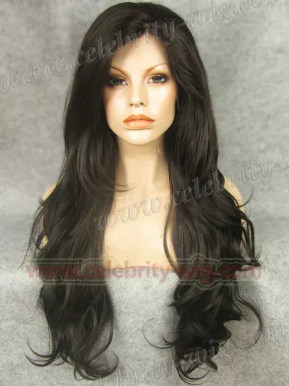 Extra Long Natural Black Curly Synthetic Lace Front Wig Haifa Wehbe Wig