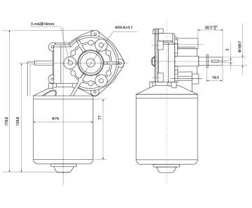 12V DC Geared Motor 120W Worm Gear Motor