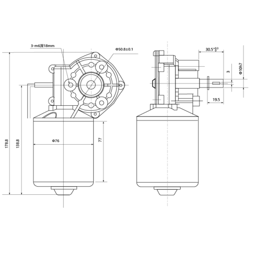 12V DC Geared Motor 120W Worm Gear Motor