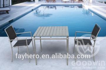 GW4019 new design outdoor furniture polywood dining table stainless steel frame
