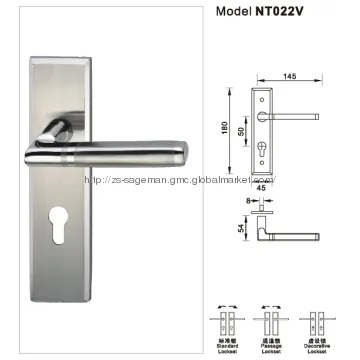 Stainless Steel  Lever on Plate Mortise Door Handle Lockset