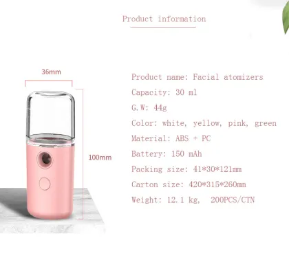 Nano Ionic Face Steamer Facial Hydrating Spray