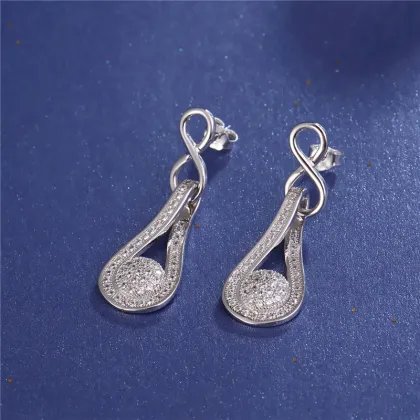 China Factory Designs Infinity Drop Diamend Sterling Silver Earring Design