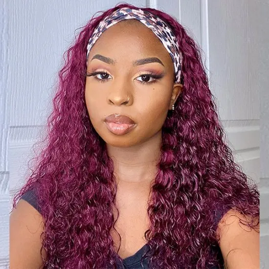 High Grade wholesale Natural 100% brazilian human Natural raw virgin straight kinky curly hair headband Wigs for black women