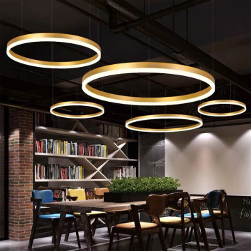Modern LED Chandelier Circle Dimmable Pendant Light for Dining Room and Office