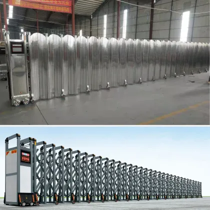 Luxury Modern Automatic Accordion Folding Driveway Gate Wrought Iron Telescopic Electric Sliding Turnstile