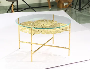 Golden Leaf Sparkling Glass Coffee Table