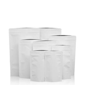 In Stock Custom Stand Up Pouch White Kraft Paper Food Packaging Ziplock Bag for Tea