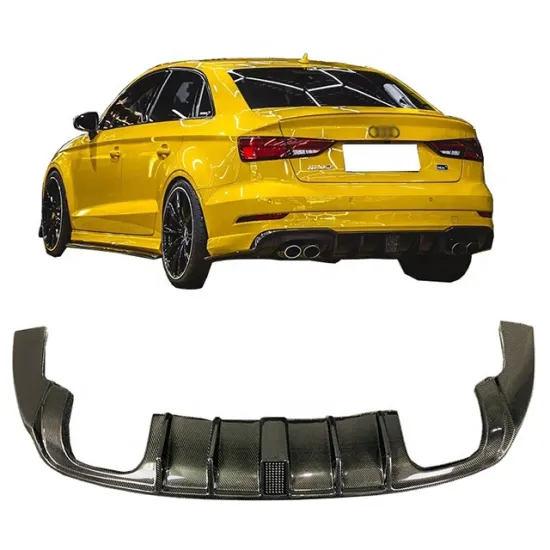 Carbon Fiber Rear Bumper Lip Diffuser with LED Lamp for A3 Sline/S3/RS3 Sedan 2017-2019