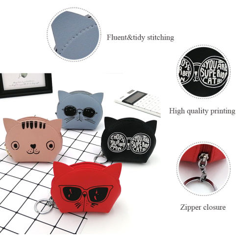 PU Coin Purse Cartoon cat style PU coin purse Manufactory