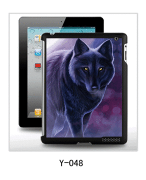 Lupo foto caso Ipad 3d, con foto 3d, pc cassa rivestita in gomma, più colori disponibili