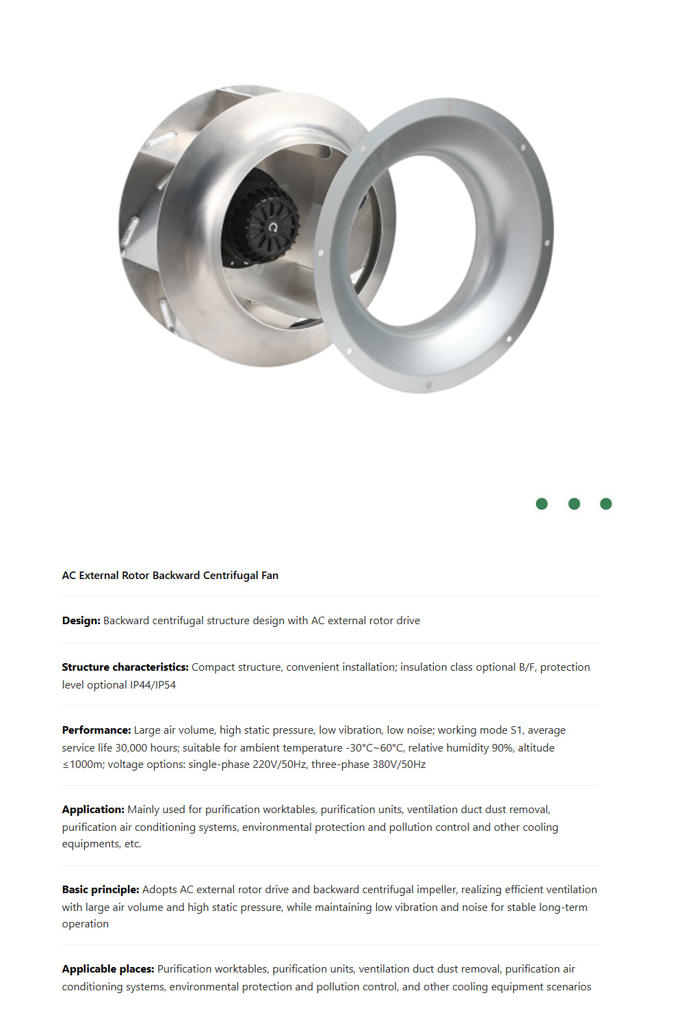 AC Backward Curved Centrifugal Fan
