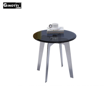 Tempered glass coffee table with metal legs