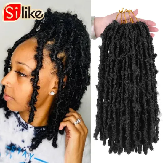 Butterfly Locs16inch Distressed Crochet Hair Butterfly Bob Faux Locs Pre-looped Crochet Braids Hair  Messy Soft Butterfly locs