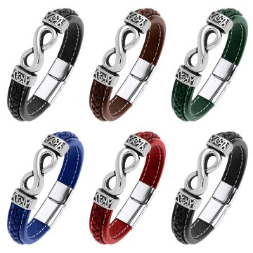 Bracciale in pelle in pelle inossidabile inossidabile in acciaio in pelle inossidabile inossidabile.