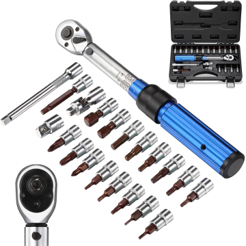 YUHANG 1/4-inch 22 Pcs Drive Click Torque Wrench Set (20-200in.lb / 2.26-22.6Nm)
