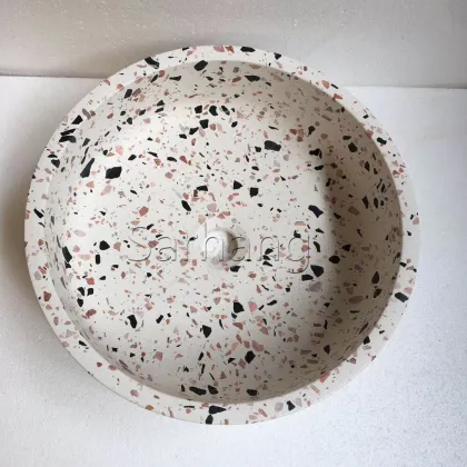 Modern stone bathroom sink and basin hotel bathroom sink modern terrazzo sink
