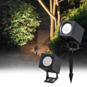 Square LED Spike Light Black Color Garden Spotlight