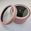 Высушенная цветочная упаковка круглая розовая коробка с окном