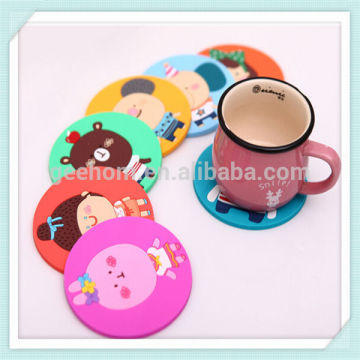 custom cute cartoon round silicone glass coaster
