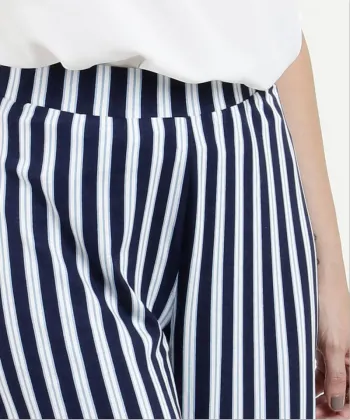 Casual women stripe printing wide leg pants