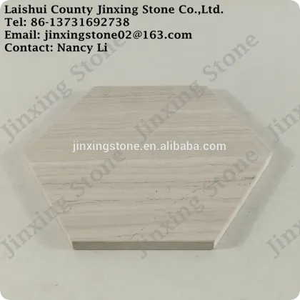 Ancient Wood Marble Serving Tray Hexagon Table Mat Natural Stone Cheese Plates