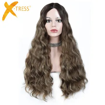 X-TRESS New Fashion Ombre Synthetic Hair Wigs For Black Women Daily Natural Silky Hair Wig Machine Made Heat Resistant Wigs