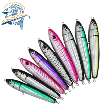 Hard Handmade Big Game 240mm 120g/260mm 140g Top Water Floating Wobbler Wooden Pencil Fishing Lure