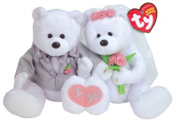 wedding teddy bear , couple teddy bear , plush wedding bear