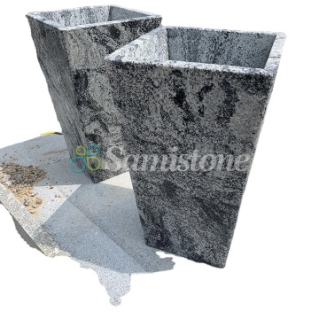 Samistone Granite Flower Vase for Graves - Outdoor Cemetery Flower Pot