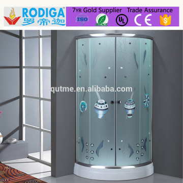 pinghu hot sale flexible tempered glass free standing shower enclosure with tray acrylic