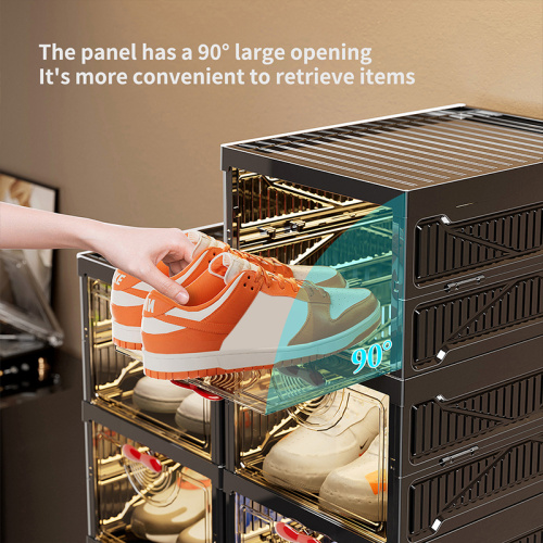 Retro Black Folding Shoe Cabinet for Modern Storage