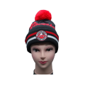 Beanie Knit Kelab Hoki Hitam dan Merah Bersulam