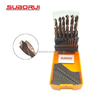 SUBORUI New Packaging High Quality HSS 6542 Co Cobalt Metal Drill Bits Set for Iron and Aluminum