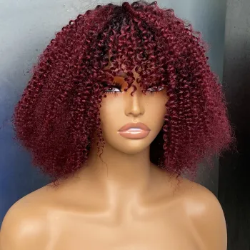 Wholesale 100% Human Hair Virgin Raw Kinky Curly Brazilian/Indian Wig with 250 Density - Glueless