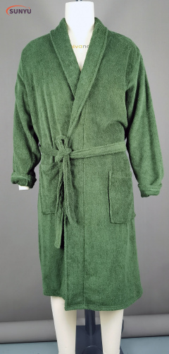 Bathrobe de manga comprida de toalha de algodão 100%