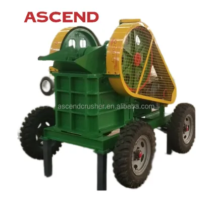 Portable Mobile Jaw Crusher Station 10tph Capacity Ascend Jaw Crusher with Wheels