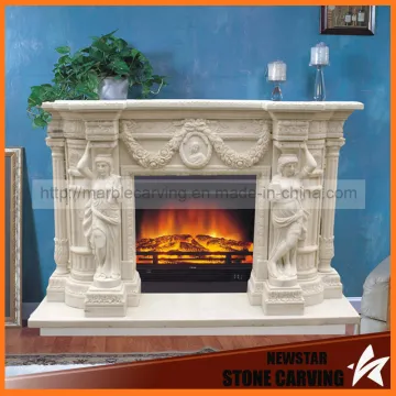 Natural Marble Fireplace Surround Statues Fireplace Mantel Mf1726