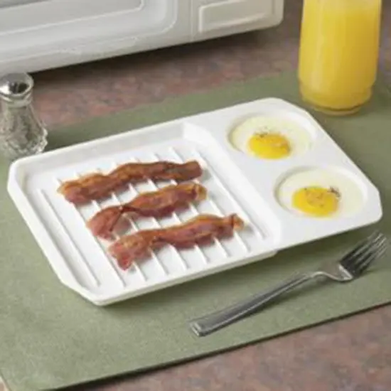 1pc Creative Microwave Bacon Egg Tray Cooker Bacon Baking Tray Dish Kitchen Supplies Baking Dishes Pans Kitchen Tools