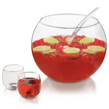 glass Punch Bowl Set with scooped ladle