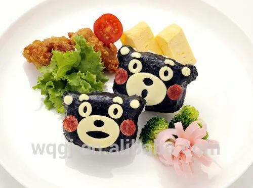 Newest Plastic Bear Shape Bento Rice Mould and vegetable Cutter Set for Curry