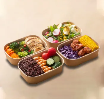 Rectangular Takeaway 16Oz kraft Paper Container With Lid