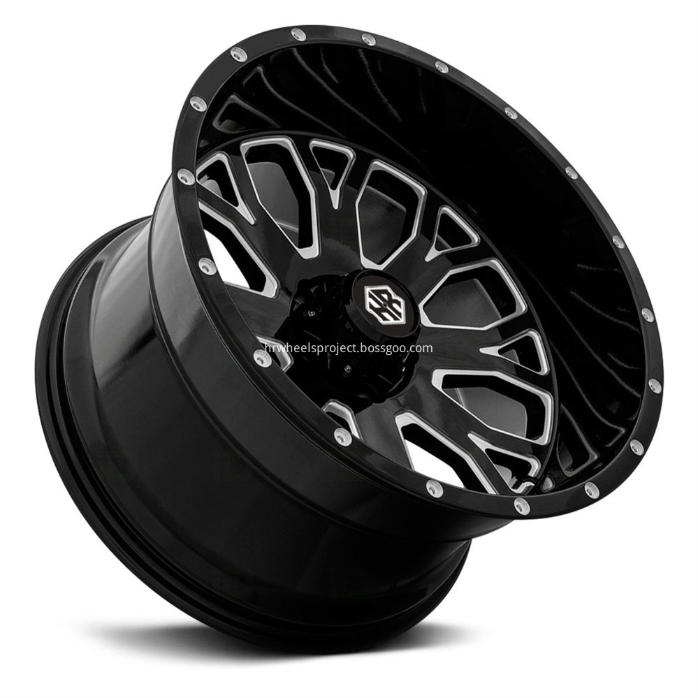 Hrw Offroad Wheels Hr8068 Gloss Black Milled Angle