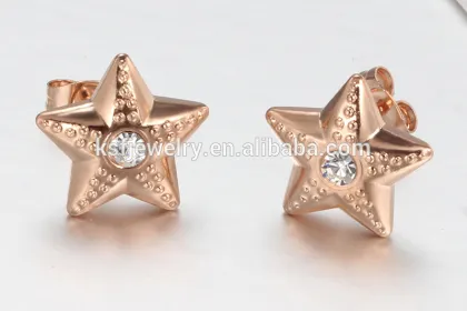Beautiful Stainless Steel Star Rose Gold Earrings Jewelry Fashion for Women