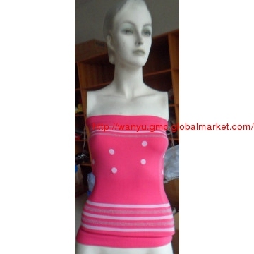 seamless tube top,corset with lurex sparkle stripe
