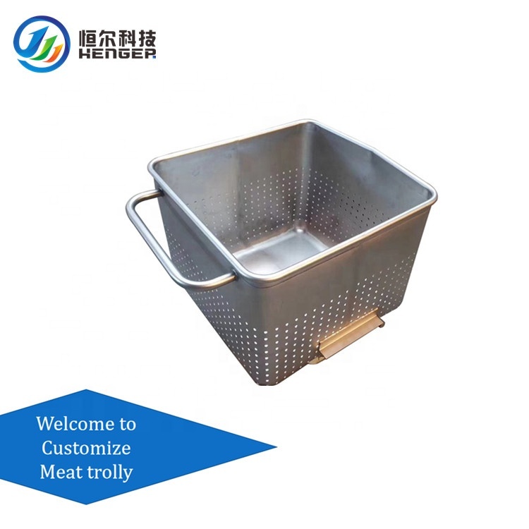Stainless Steel Meat Trolley Bin Buggy for Workshop Material Transport (200/300L)