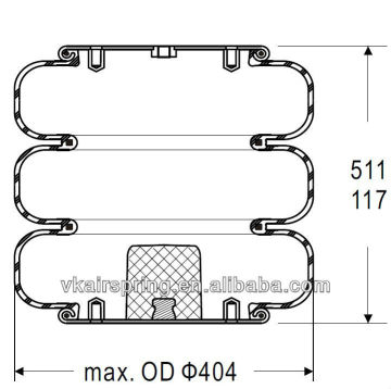 EZ RIDE gas-filled air bellow 3B14-356 rubber air brake suspension system/ triple convoluted air spring
