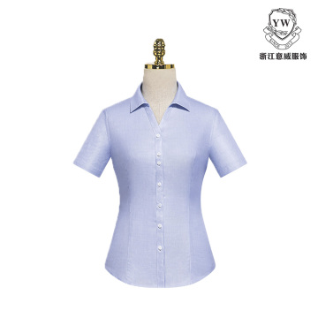 Stylish Blue Trapezoid Pattern Blouse for Women