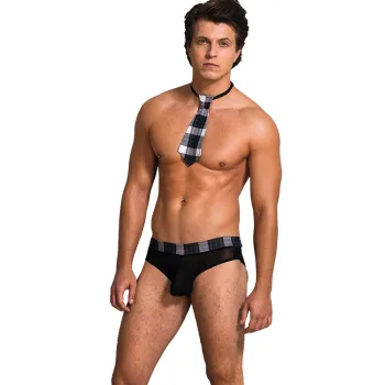Sexy Mens Lingerie: New Designs in Transparent Sheer Black Boxer Briefs for School Girl Cosplay Costume